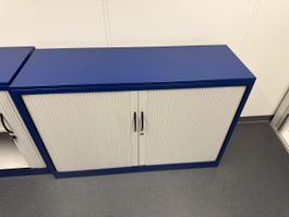 Schrank Büro Aktenschrank Rolladenschrank blau Metall 