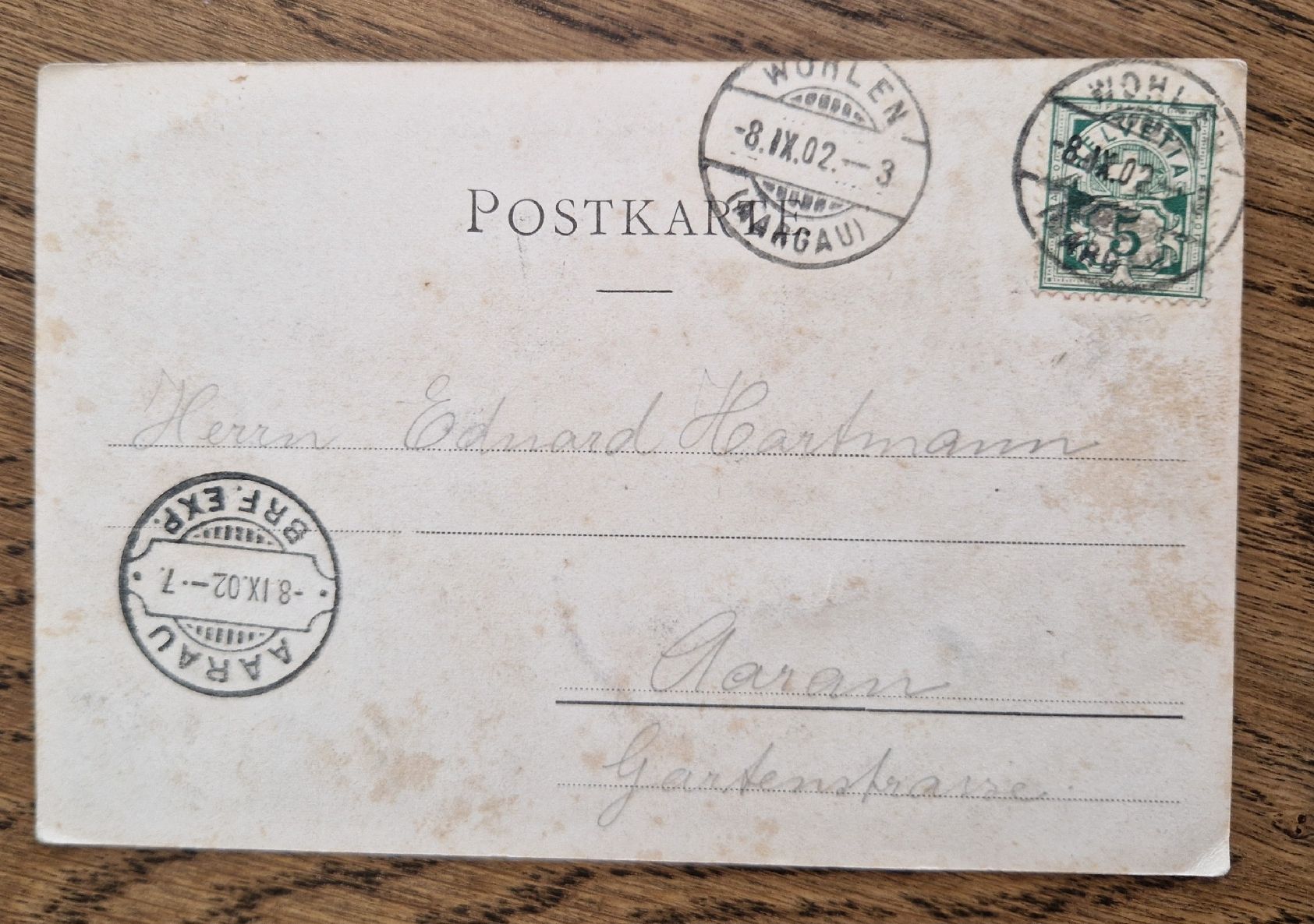 Ansichtskarten: Rasierklingenstempel Aarau 1902 – Gebraucht aus Ebikon von Donar50 2