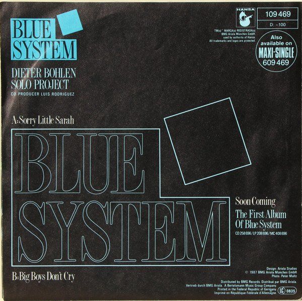 Dischi in vinile: Blue System: Sorry Little Sarah 7" – Usato da Steinhausen venduto da Vilivinili 1