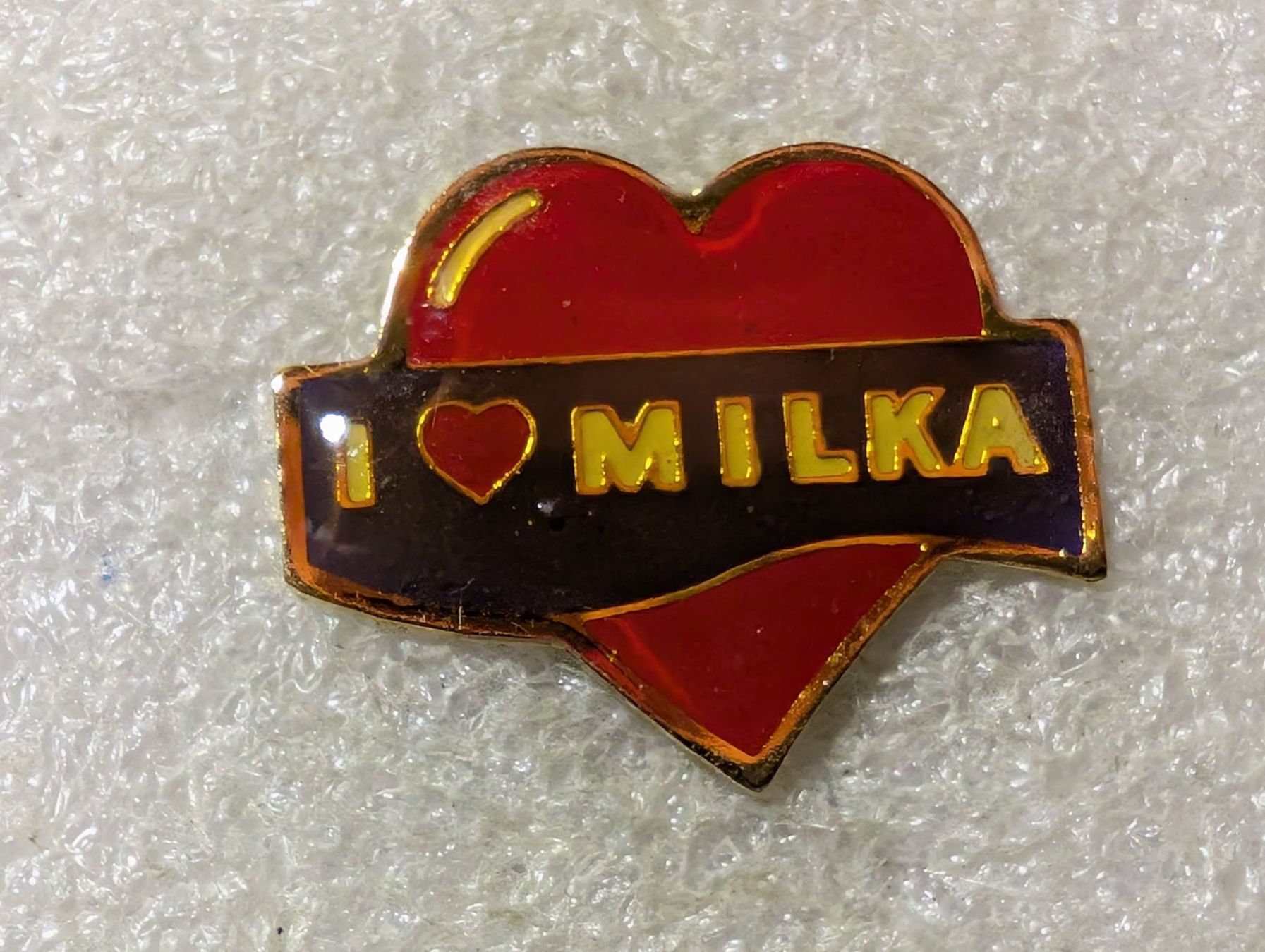 Placchette & Badge: Ansteckpin 68: I Love Milka – Usato da Oppligen venduto da Pin-Fall-Shop