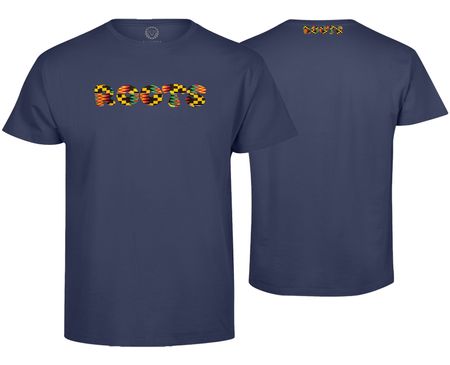 Roots Premium Tshirt mit Kente - Denim Blau