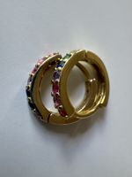 Rainbow hoop earrings Creolen with multi coloured gemstones