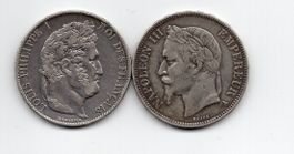 (2355) Frankreich, 5 Francs, 1847 A + 1867 A, ss-vz