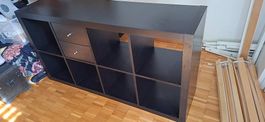 2x4 Kallax mit Schubladen - schwarz