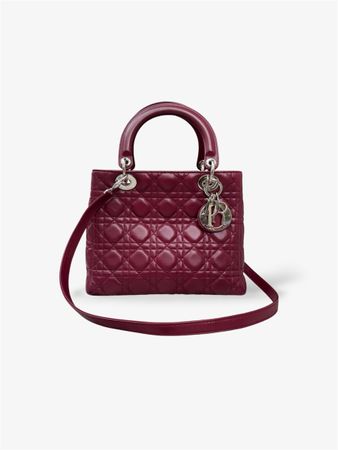 Sac Lady Dior bordeaux médium 