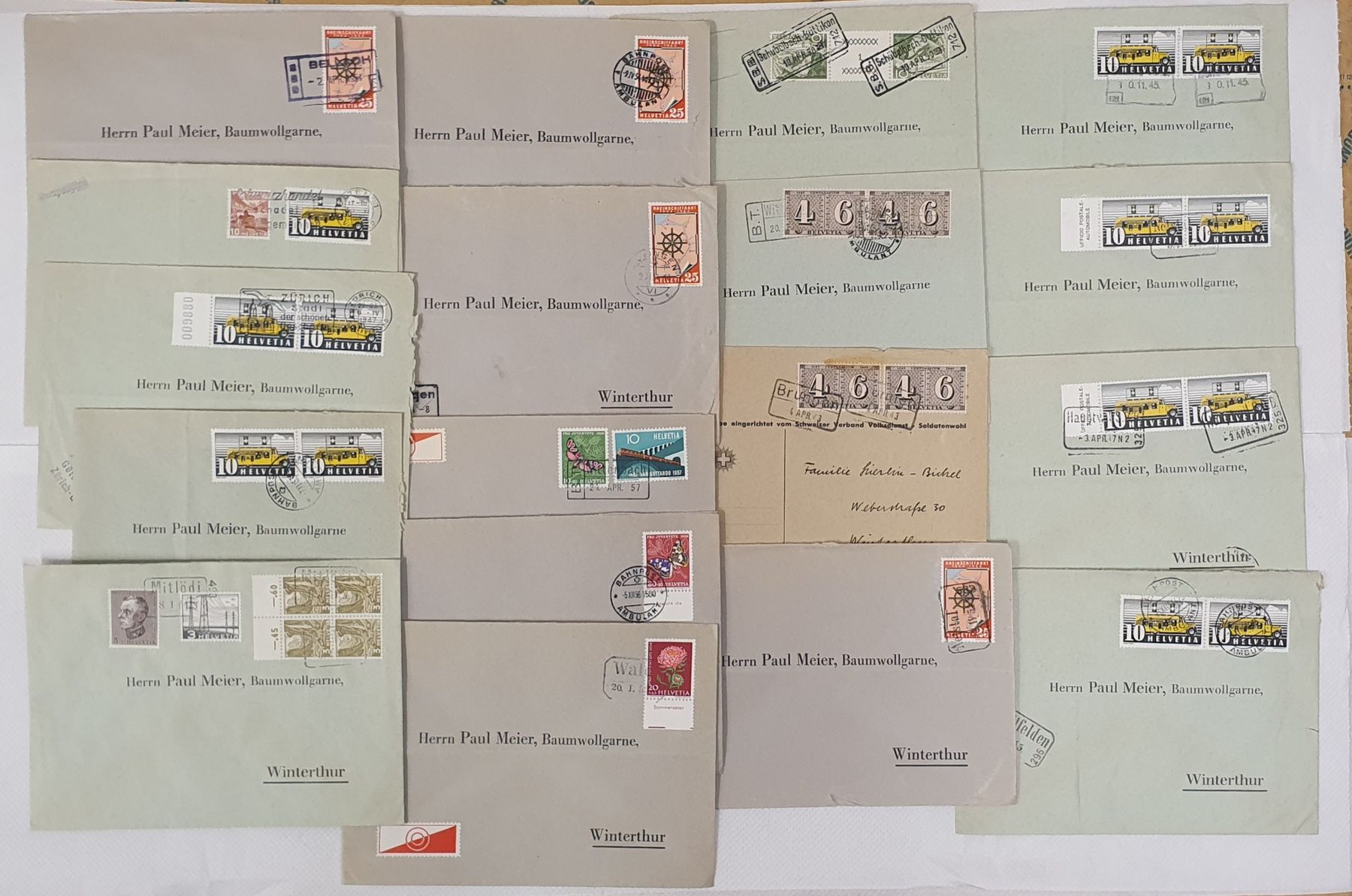 Tutti i francobolli: 18 Briefe mit Bahnpoststempel – Usato da Kreuzlingen venduto da Rschweiz1