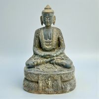 Sculpture tibétaine antique de Bouddha en bronze doré