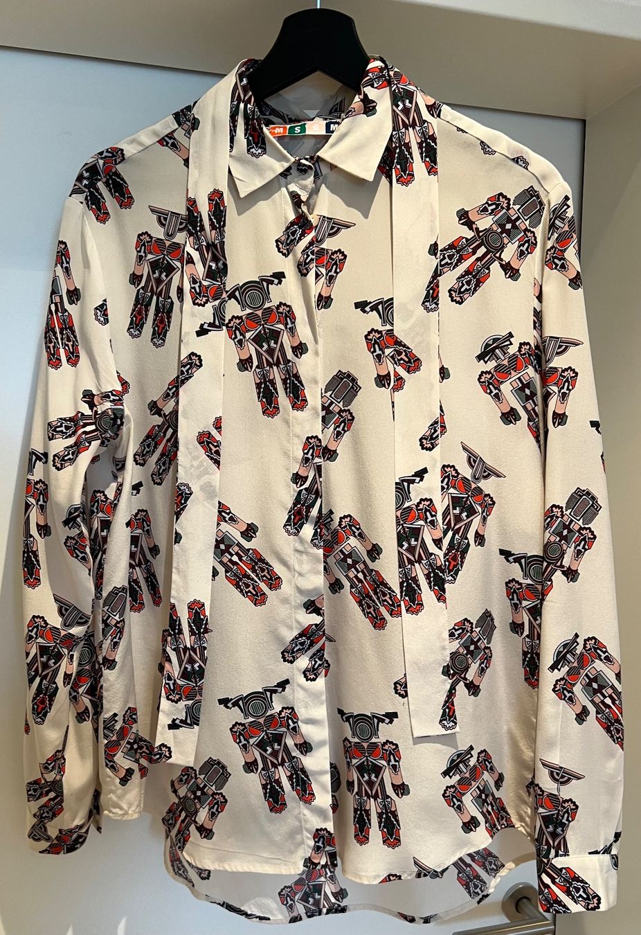 MSGM Camicette: Exklusive MSGM Seidenbluse im Roboter-Design - Sammlerstück – Usato da schindellegi venduto da obi-kenobi