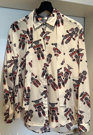 Exklusive MSGM Seidenbluse im Roboter-Design - Sammlerstück