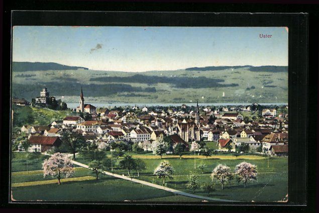 Cartoline postali: AK Uster, Ortsansicht aus der Vogelschau – Usato da Berlin venduto da bartko-reher
