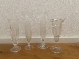 4 kleine Glasvasen / Kristallvasen  Vintage  Set
