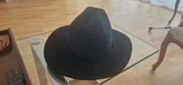 VINTAGE AUTHENTIC WOOL BLACK MEN'S COWBOY HAT SIZE: 57-58 cm