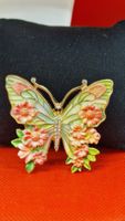 Broschen Schmetterling mit Blumen goldfarben guter Zustand