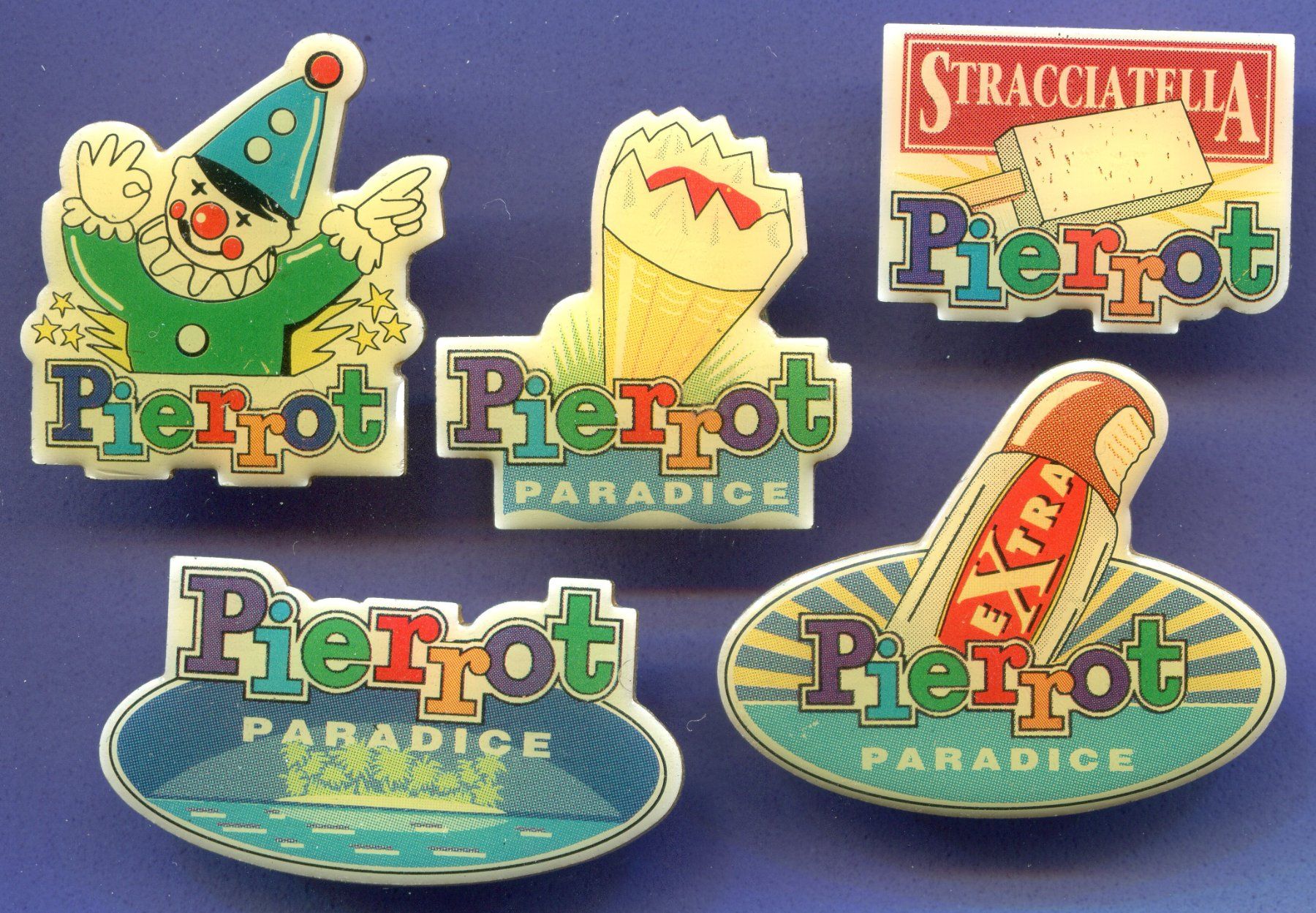 Plaketten & Abzeichen: 5 Pins  Pierrot  PARADICE – Gebraucht aus Winterthur von Sammleroase