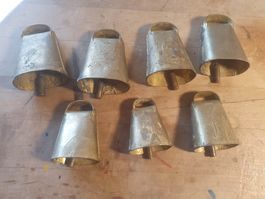 7 Stk Katalanische Ziegenglocken bronziert ca 10-12 x 7-6 cm