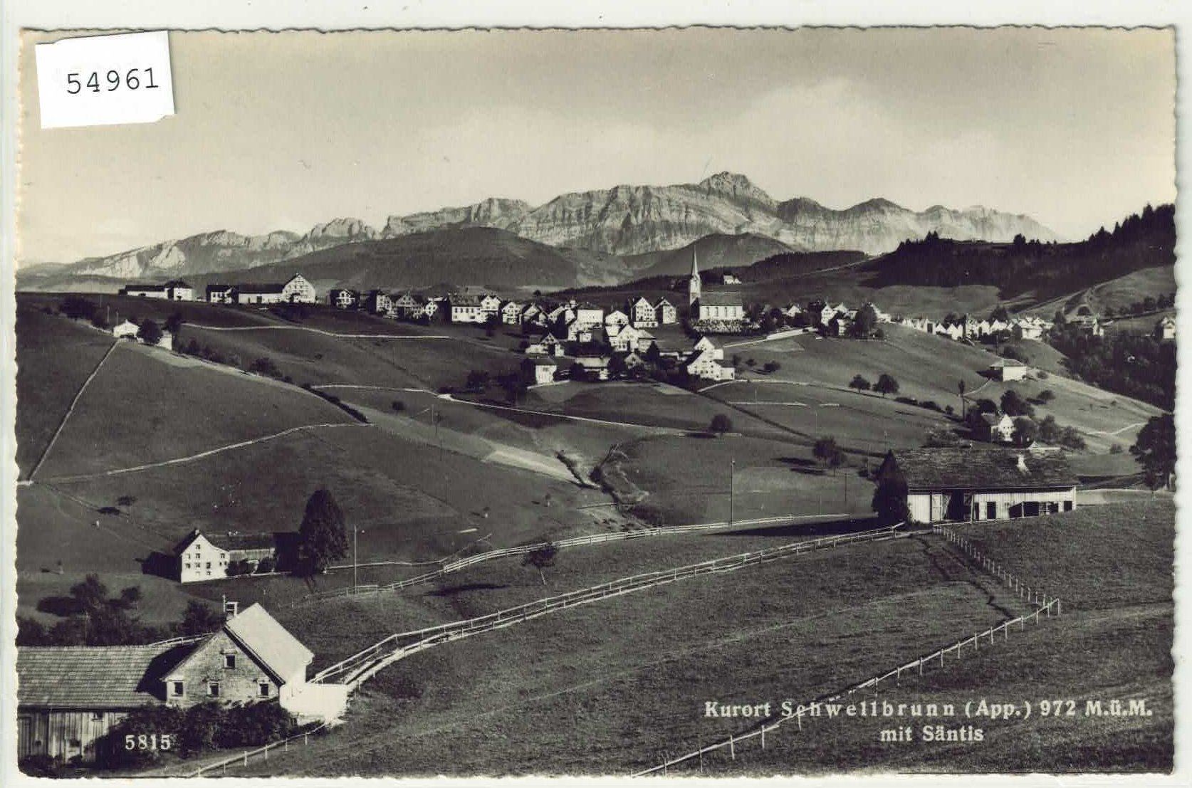 Cartoline postali: Kurort Schwellbrunn mit Säntis – Usato da Ettingen venduto da Kartenplanet