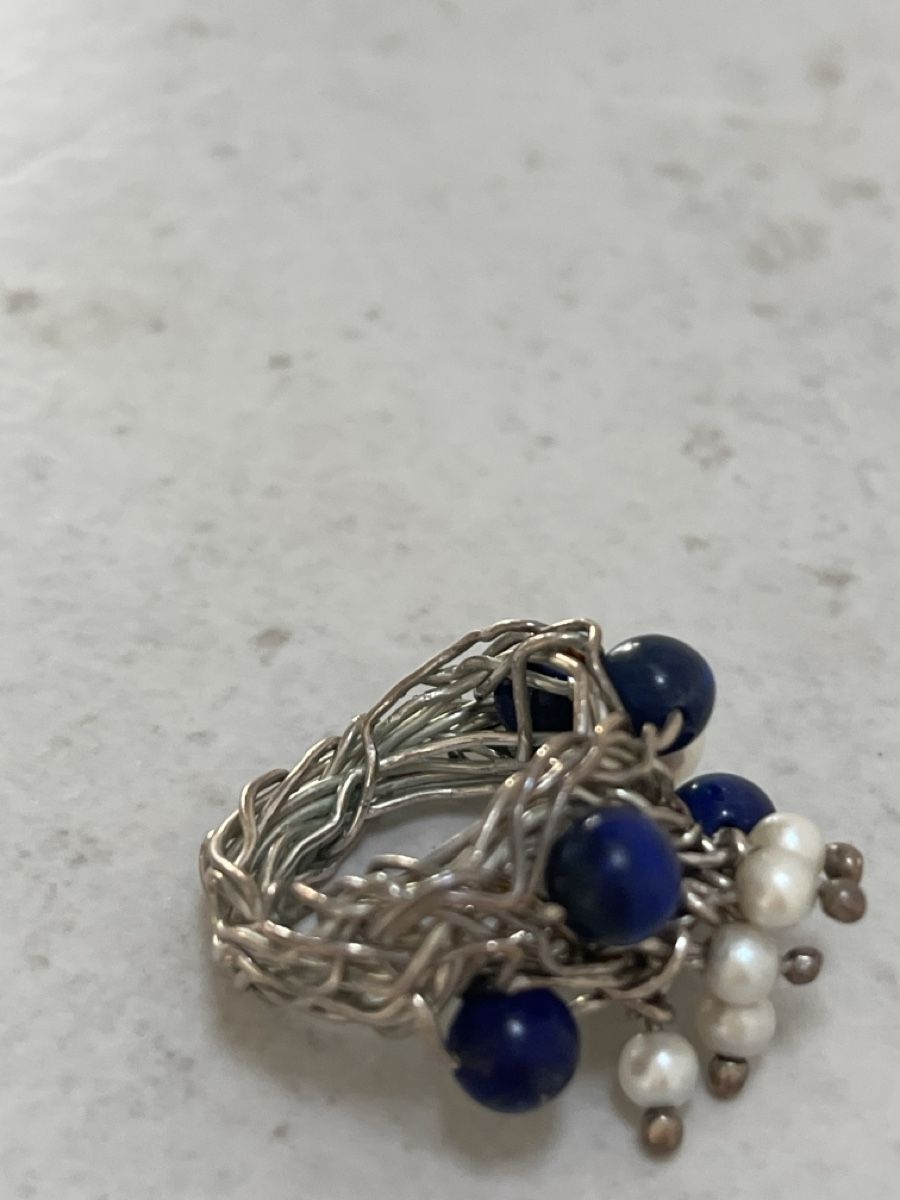 Anelli: GESCHENK-IDEE Ring mit Lapislazuli/Perlen, Silber 925 – Nuovo (secondo la descrizione) da Steinmaur venduto da RosaliaT 3