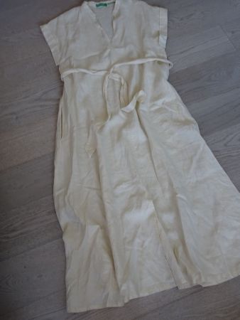Leinenkleid beige BENETTON, neu, Gr. 44