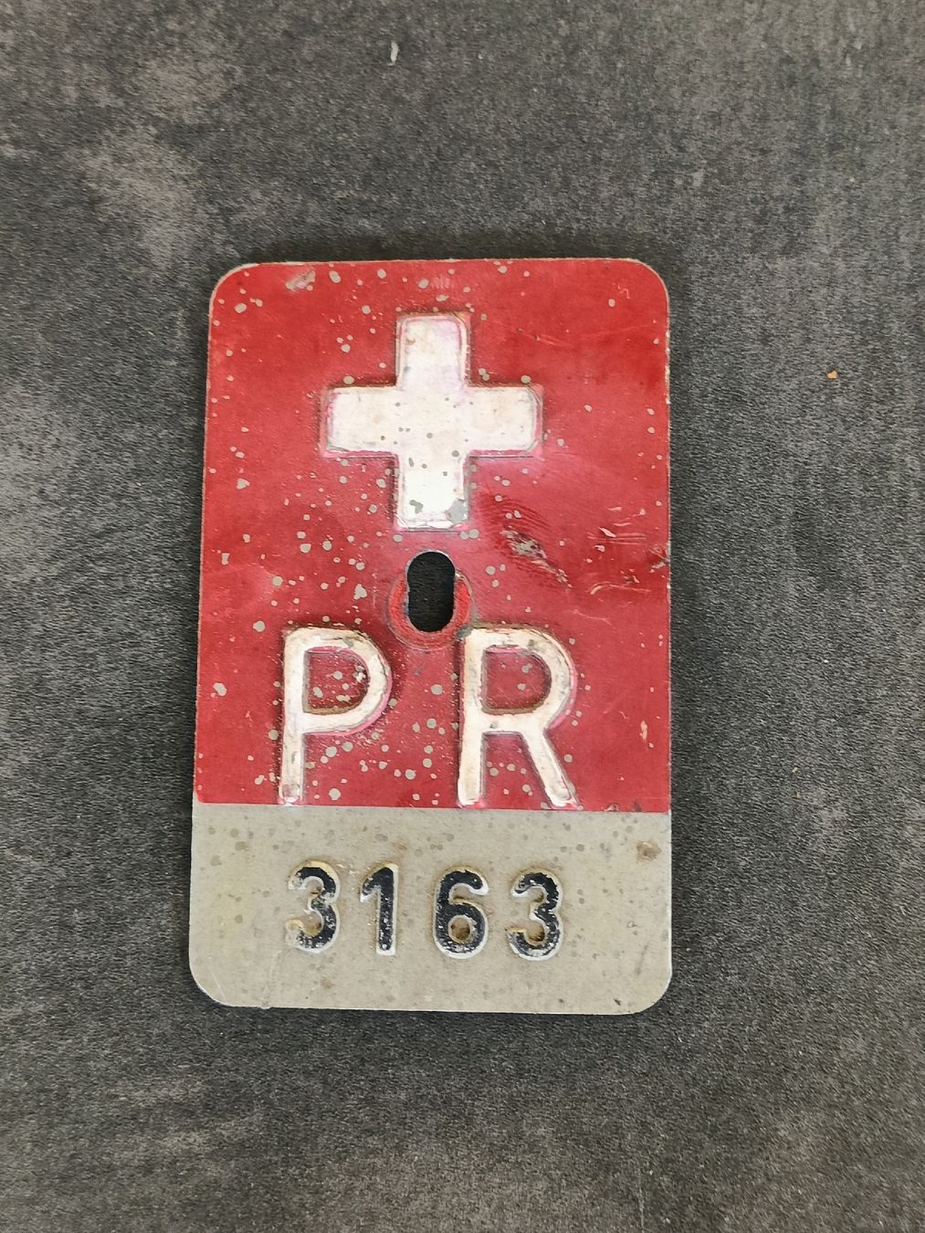 Schweizer Armee Schilder: Fahrrad Kennzeichen PR Schweiz 3163 – Gebraucht aus Brugg AG von Ente015