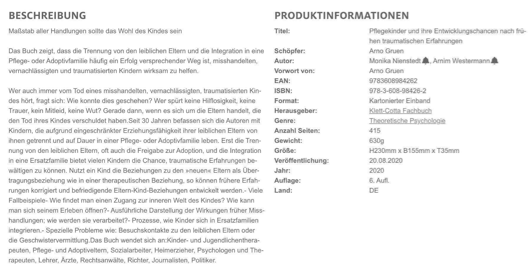 Libri: Nienstedt/Westermann: Pflegekinder... – Usato da Rothenburg venduto da Kaulquappe55 2