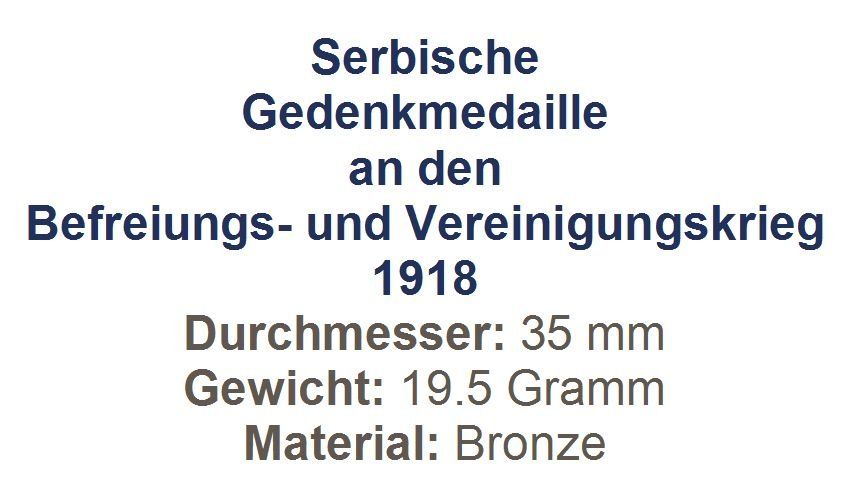 Medaglie: Serbische Gedenkmedaille 1918 – Usato da Flamatt venduto da samowarow 3