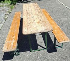 Holz Bierzeltgarnitur Klappbar, 2 Bänke, 1 Tisch