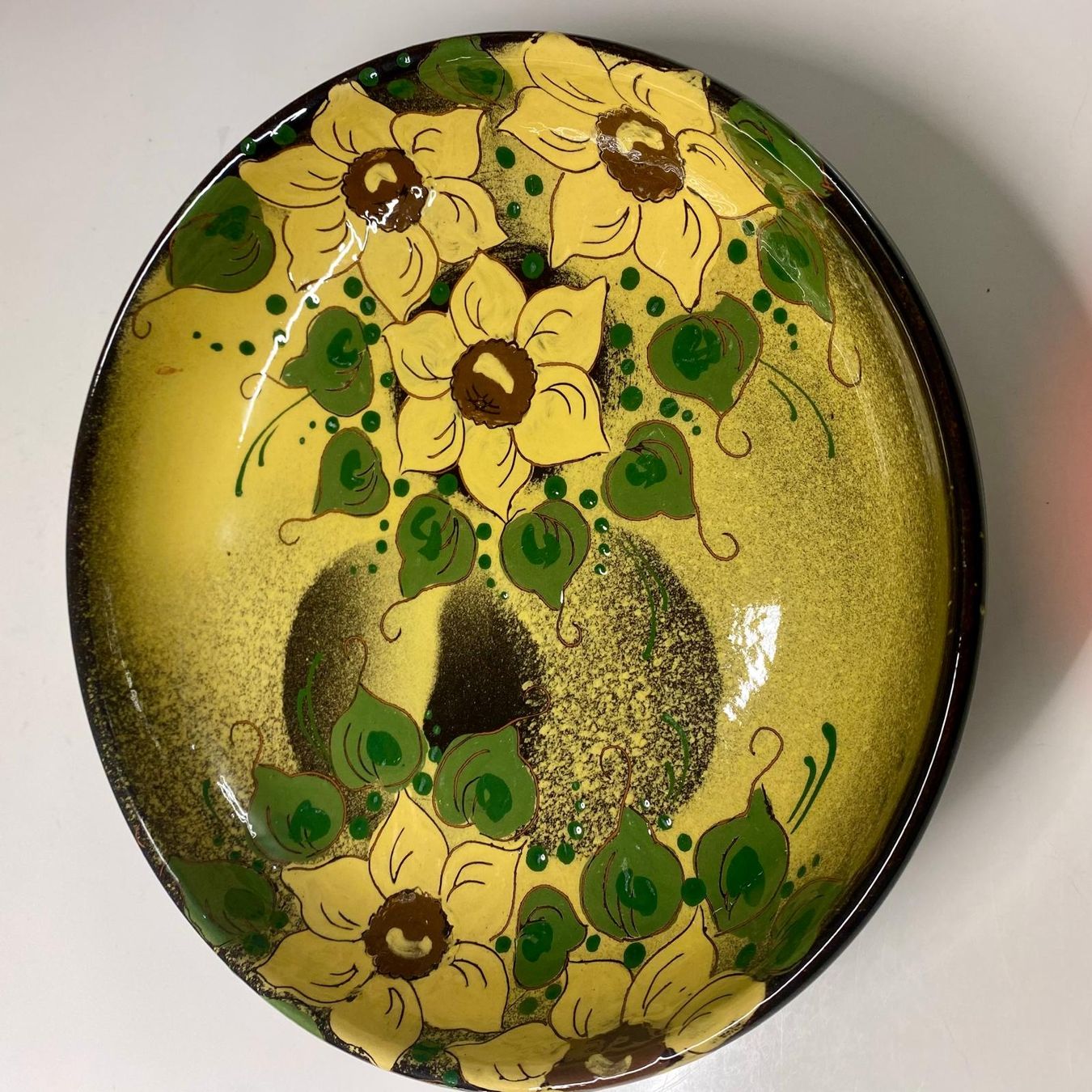 Ciotole: Handbemalte Keramikschale mit Blumenmuster, 23.5 cm – Usato da Krauchthal venduto da SamsPuce