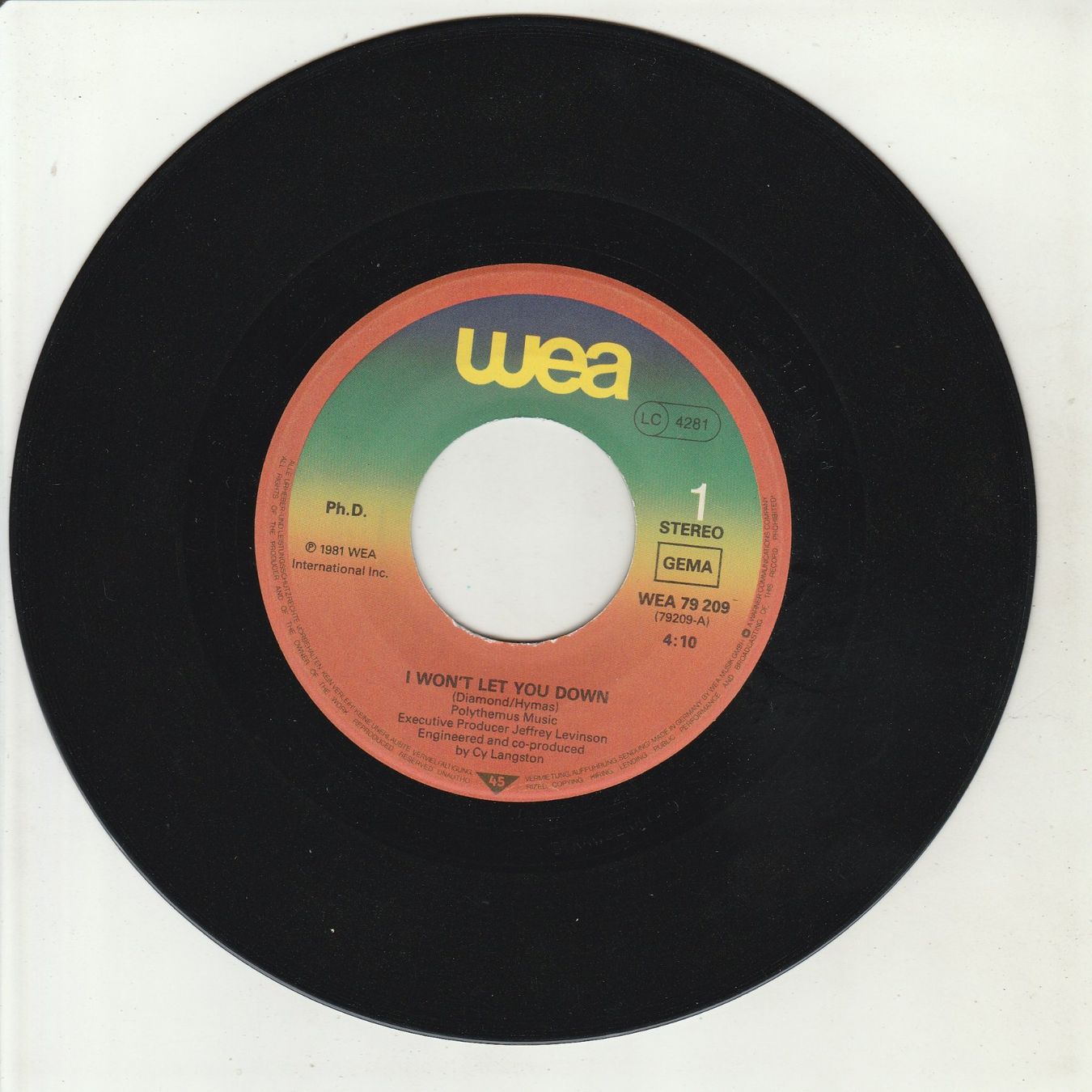 Vinyles: Ph.D. - I won't let you down 7" Vinyl 1981 – D'occasion à Tübach par JamesStone 2