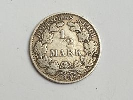 🇩🇪 1/2 Mark 1906 E *** Silver 2.78g .900