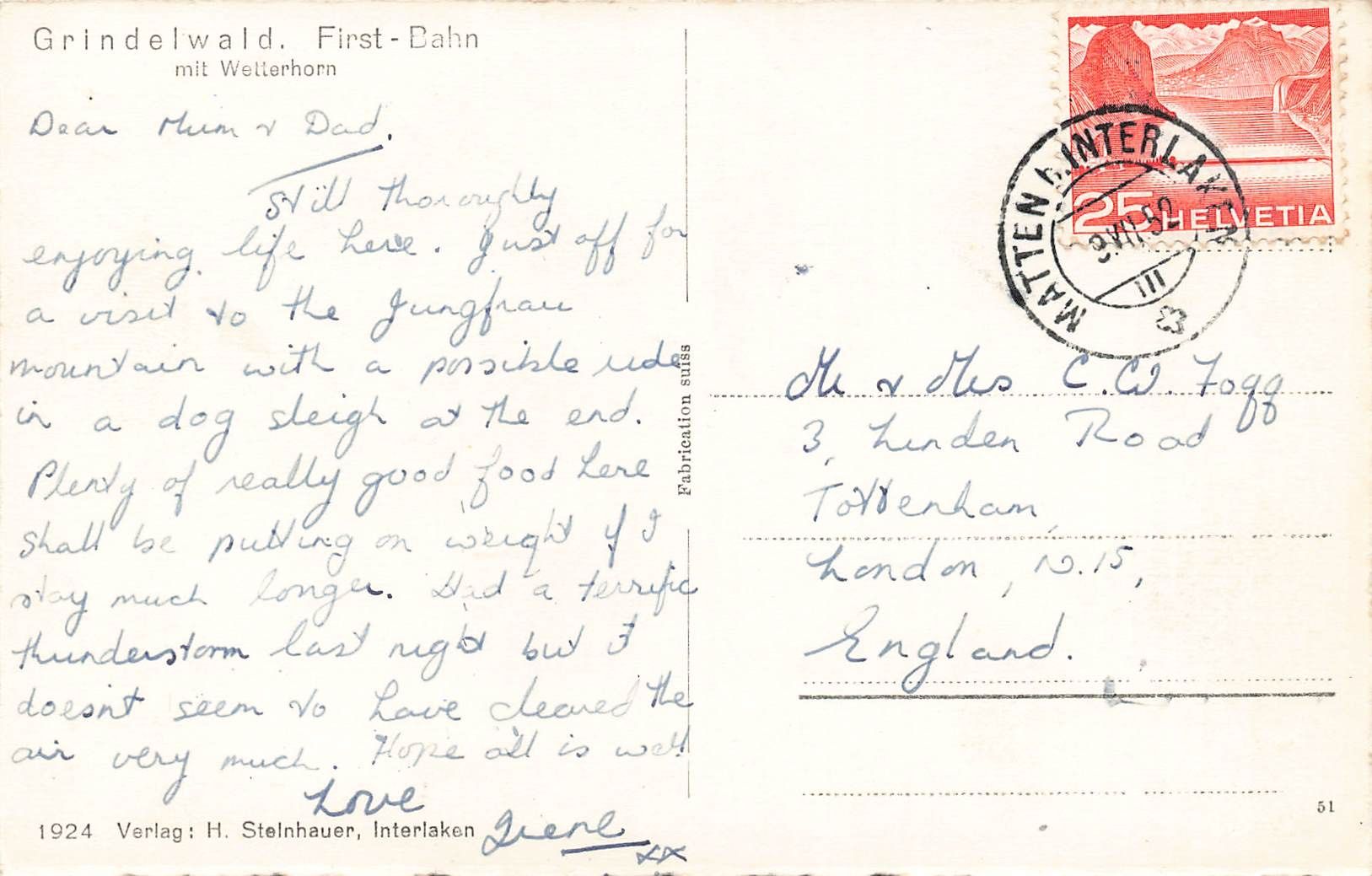 Cartoline postali: Grindelwald (BE) First Bahn mit Wetterhorn – Usato da Biasca venduto da Blenio71 1