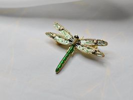 Damen Brosche aus Sterling Silber, vergoldet, "Libelle"
