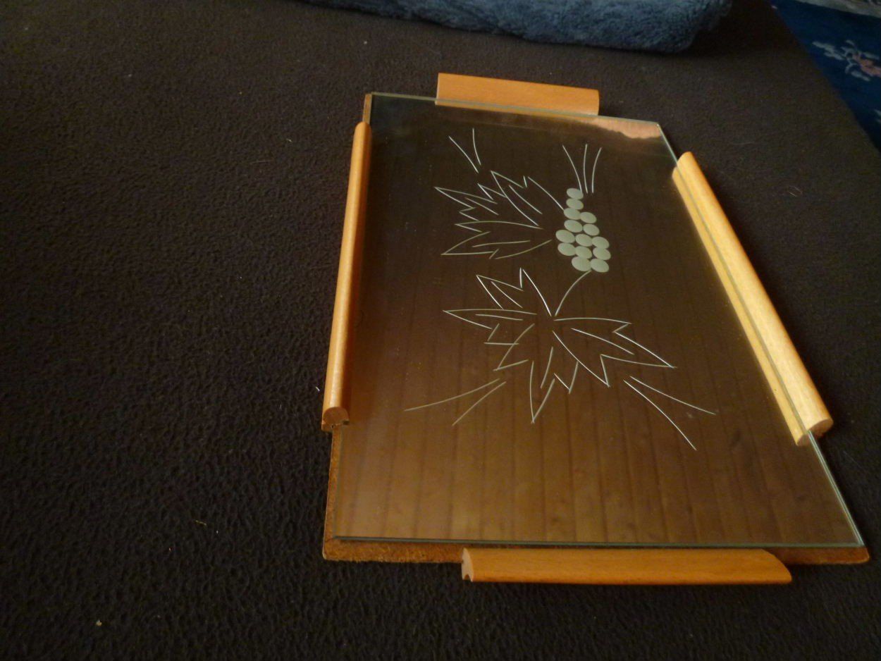 Piatti di portata: ART DECO SERVIER TABLETT 1930 Hinter Glas Servierplatte Tray – Usato da Luzern venduto da antikdesign2552 3