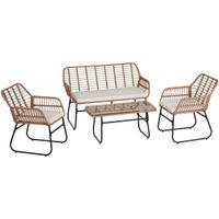 Rattan Sitzgruppe XL für 4 Personen Bistro Set TAVOLIN