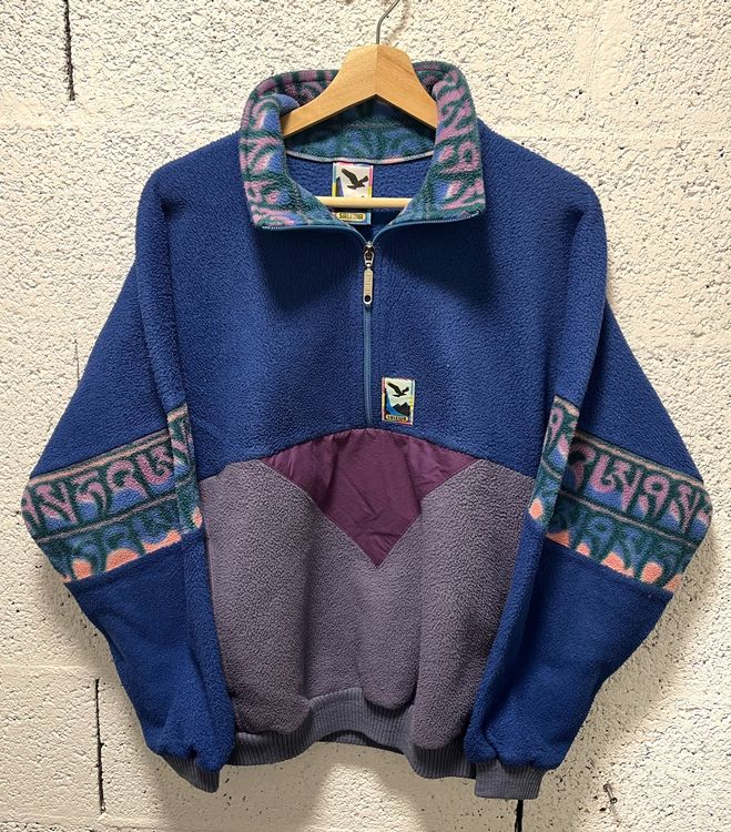 Sweat Polaire 1/4 Zip Rouge Vintage Années 90 - Taille M, Idéal Sport Et Loisirs