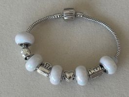 Luxus Elegante  18 cm Armband/ Beads Farbe :Silber/weiss