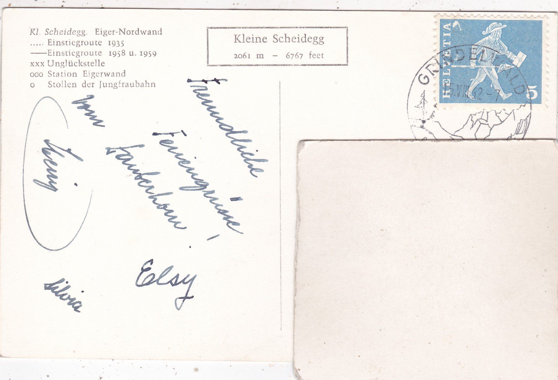 Ansichtskarten: Kleine Scheidegg Eiger Nordwand 1962 – Gebraucht aus Herisau von Lisegrat2008 1