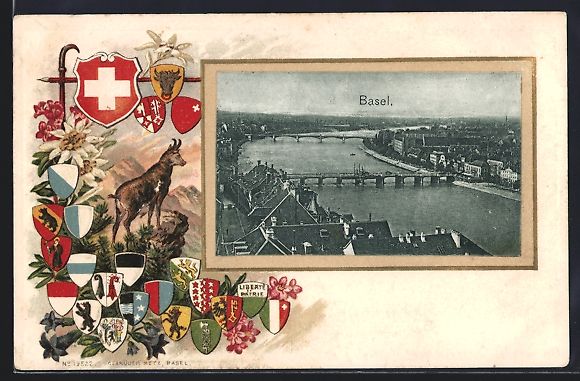 Cartes postales: Präge-AK Basel, Stadtpanorama mit Fluss – D'occasion à Berlin par bartko-reher