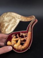 Antike Meerschaumpfeife Hund und Jocky Motiv Pferdehuf  