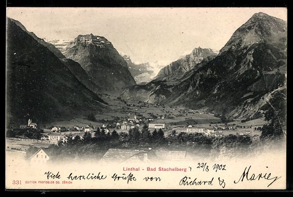 Ansichtskarten: AK Bad Stachelberg im Linthal, Panorama – Gebraucht aus Berlin von bartko-reher