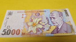5000 Lei Banknote aus Rumänien, Jahrgang 1998