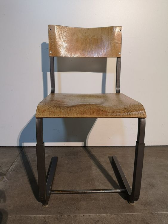 Vintage Freischwinger Stuhl Metall Holz Industrie Design Kaufen auf