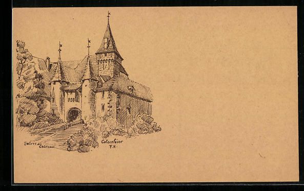 Cartoline postali: Colombier, Eingang des Schlosses – Usato da Berlin venduto da bartko-reher