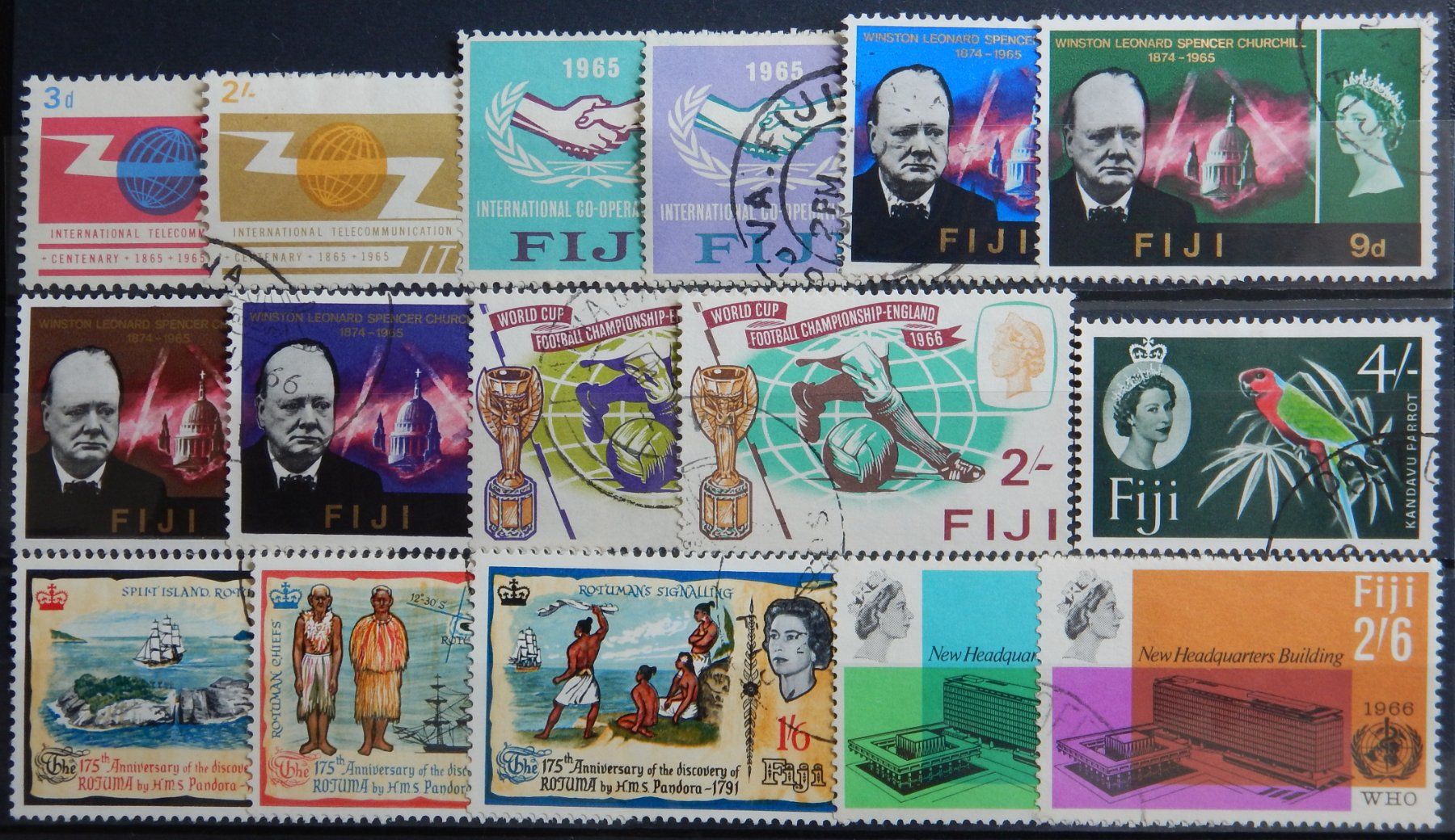 Alle Briefmarken: Fiji British ex. Kat. 164-197 gest. 1965/66 – Gebraucht aus Zürich von Muehlekauf