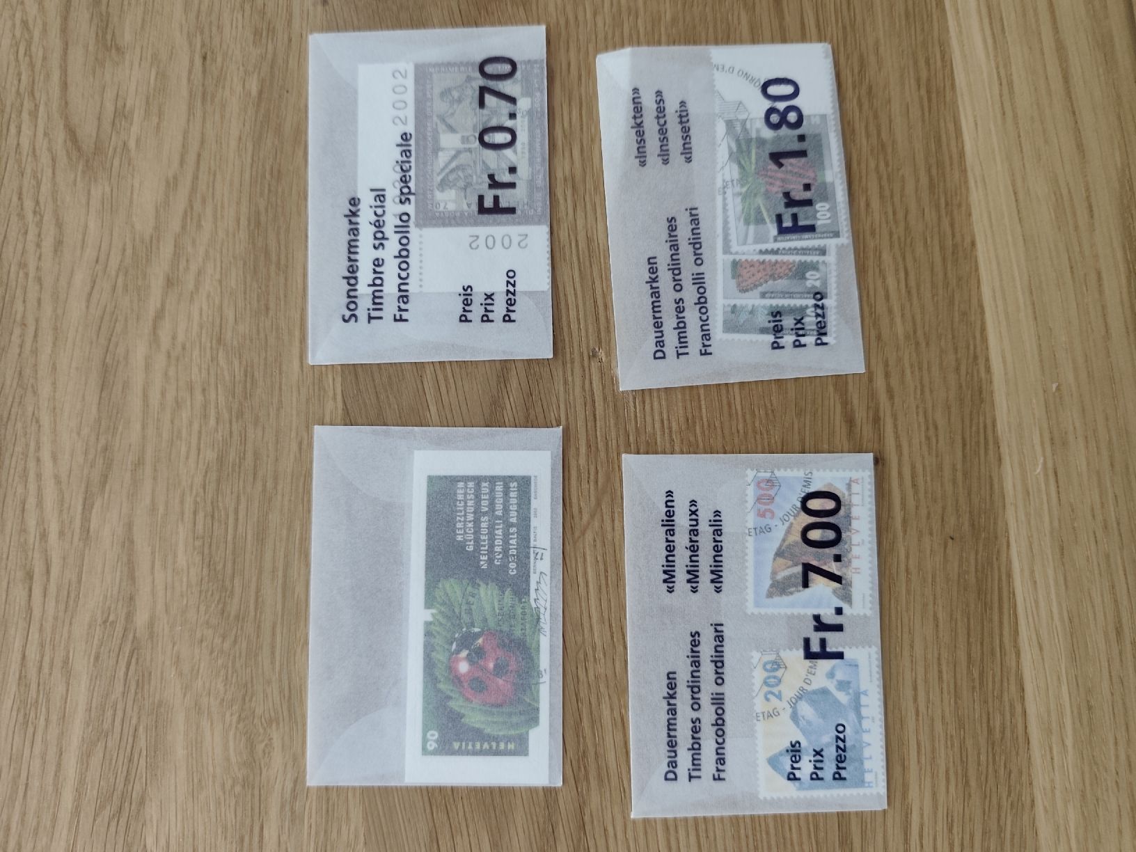 Tutti i francobolli: 2002 Tagesbriefe, Viererblock , Einzel aus Abo CH – Nuovo e nell'imballaggio originale da Heiden venduto da Jaks 6
