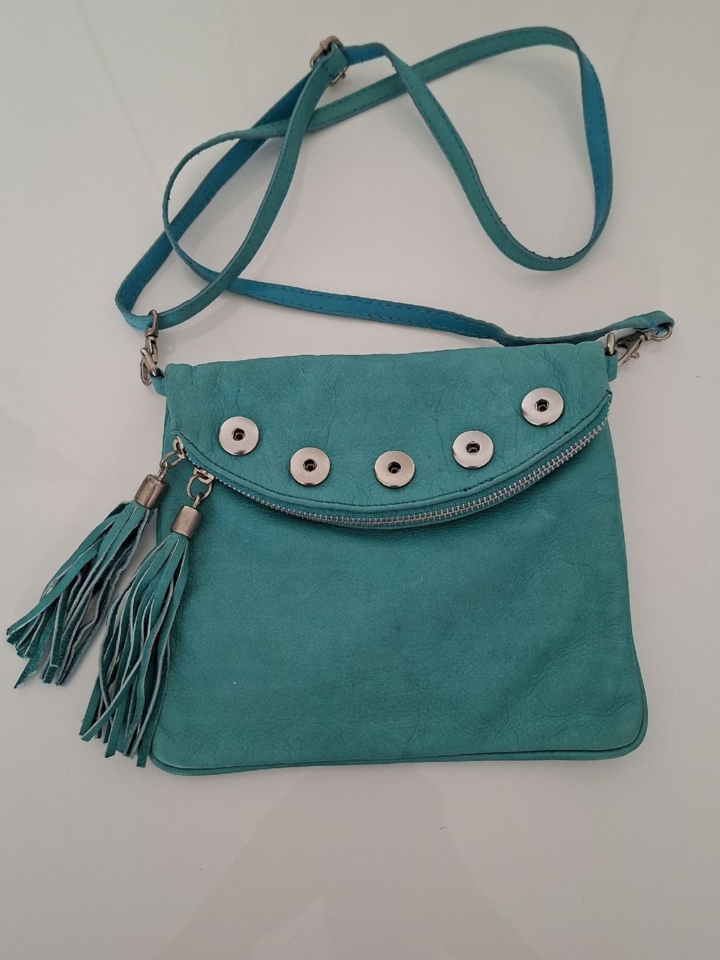 Vera Pelle Borse da donna: Sac Italien en Cuir Véritable Turquoise – Nuovo (secondo la descrizione) da Lutry venduto da Sim_Sta 5