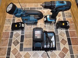 Makita Set, Bohrschrauber, Radio 5 Akkus Ladegerät 18V