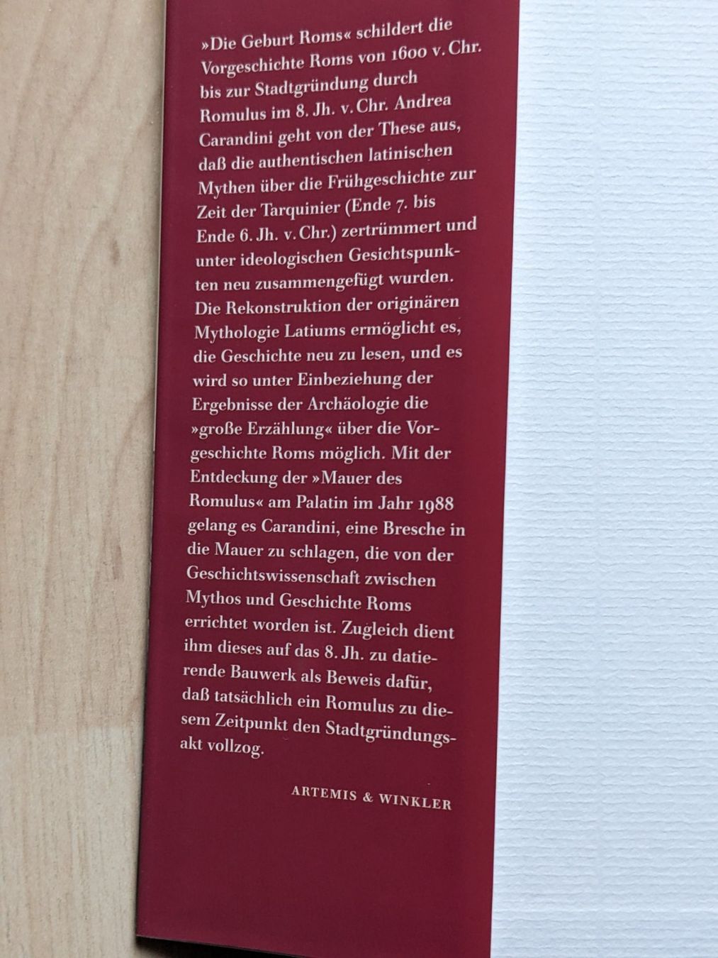 Libri: Andrea Carandini: DIE GEBURT ROMS – Nuovo (secondo la descrizione) da Rotkreuz venduto da eulennest 3