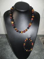 STEINKETTE/ARMBAND SET TIGERAUGE MEHRFARBIG