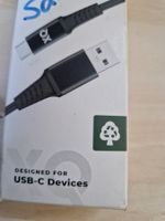 XQ USB A auf USB-C Kabel geflochten schwarz 2 Meter neu