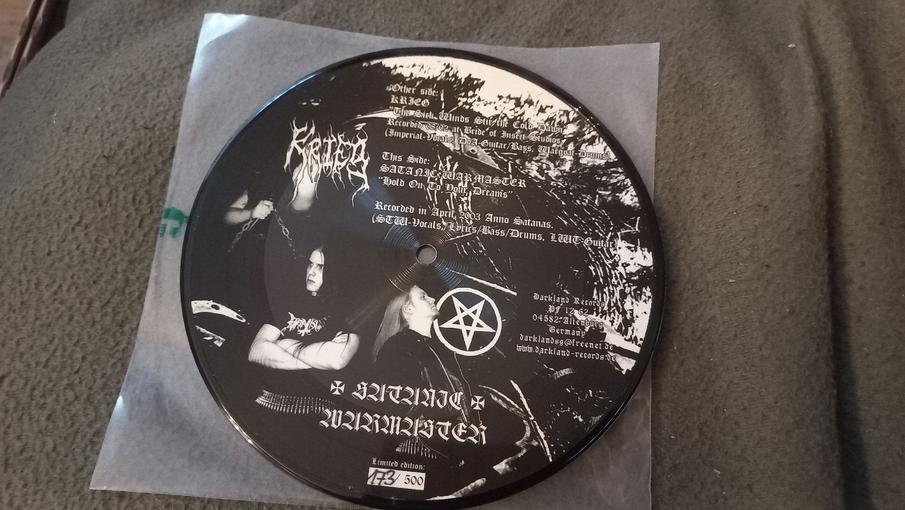 Dischi in vinile: Satanic warmaster/Krieg-Split Pic 7"Vinyl Single Black Metal – Usato da Olten venduto da Donatello1984 1